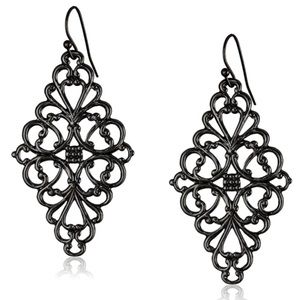 1928 Jewelry Filigree Diamond-Shape Drop Earrings